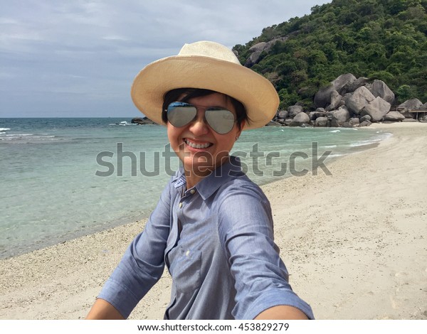 Portrait Shorthair Asian Woman Wearing Hat Stock Image Download Now