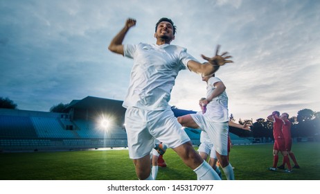 Portrait Shot Captain Soccer Team Celebrates Stock Photo 1453170977 ...