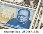 Portrait of Sir Winston Churchill on five pound banknote, United Kinngdom