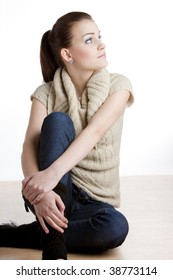 portrait of sitting woman - Shutterstock ID 38773114