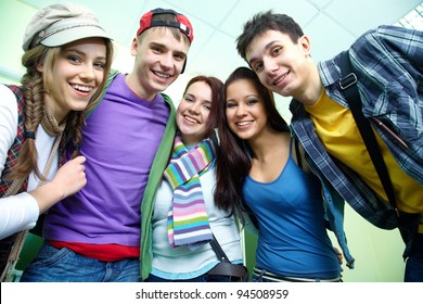 Portrait of six smiling students together - Powered by Shutterstock