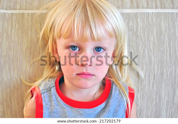 Portrait Small Boy Blonde Hair Blue Stock Photo Edit Now 217202179