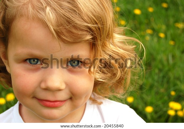 Portrait Small Pretty Girl Curly Hair Stock Photo Edit Now 20455840