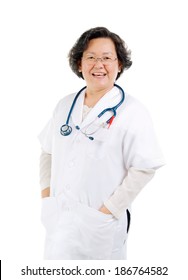 Portrait Of A Smart Asian Senior Female Doctor