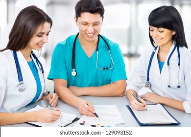 Portrait of a smart young doctors works in a hospital - Shutterstock ID 129093152