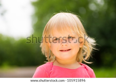 Similar – Small child with long blond hair