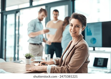 Portrait, smile and business woman writing notes in office for data, statistics or analysis in company. Face, financial analyst and happy professional entrepreneur working on project, report or info - Powered by Shutterstock