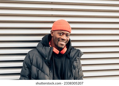 portrait of smiley african american young man - fashion street hip hop hypebeast style