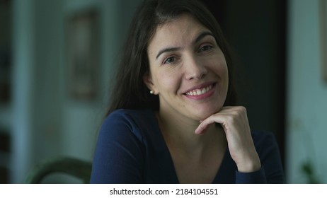 Portrait Of A Smiling 30s Female Looking At Camera. Happy Positive Woman At Home