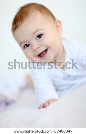 Similar – Portrait of 3 month old baby smiling.