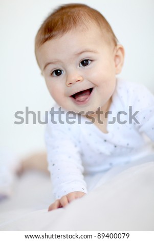 Similar – Portrait of 3 month old baby smiling.