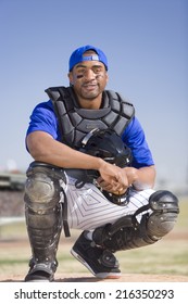 Portrait Of Smiling Baseball Catcher