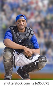 Portrait Of Smiling Baseball Catcher