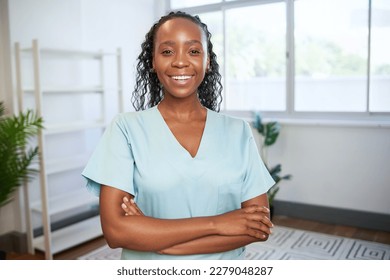 Portrait of smiling Black allied health professional - nurse, healthcare - Shutterstock ID 2279048287