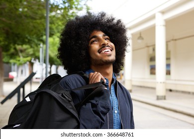Portrait Of A Smiling Black Male Student With Afro
