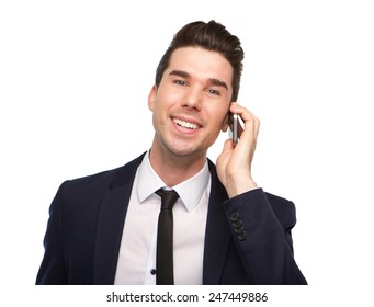 Portrait of a smiling business man talking on mobile phone