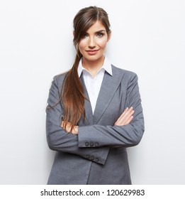 Portrait Of Smiling  Business Woman, Isolated On White Background