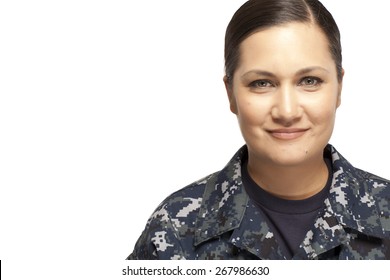 Portrait Of Smiling Female Navy Sailor