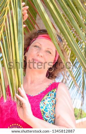 Similar – Image, Stock Photo Woman’s head over plant