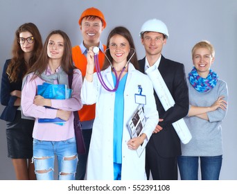 Portrait of smiling people with various occupations