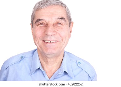 Portrait of a smiling senior man isolated on white