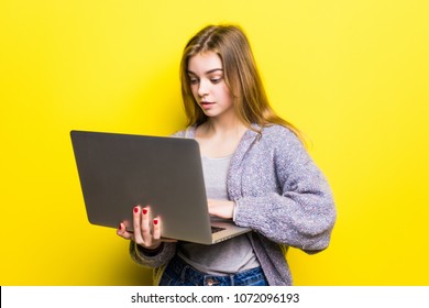 Girl On Laptop White Background Stock Photos and Pictures - 201,271 ...