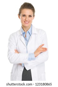 Portrait Of Smiling Woman In White Robe