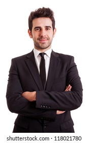 Portrait Of A Smiling Young Business Man, Isolated On White Background