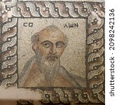 Portrait of Solon, Athenian statesman, legislator and poet. Floor mosaic. Ancient Lycia