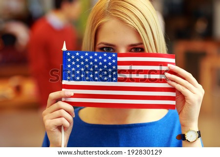 Similar – Image, Stock Photo Woman Holding American Flag