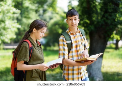 Portrait Students City Park Teenage Schoolchildren Stock Photo ...