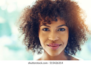 Portrait Smiling Young Black Woman Sunlight Stock Photo 562454995 ...