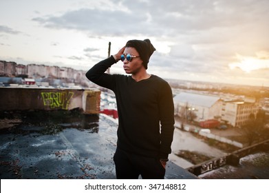 Portrait of  style black man on the roof