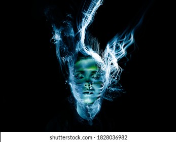 Portrait In The Style Of Light Painting. Long Exposure Photo