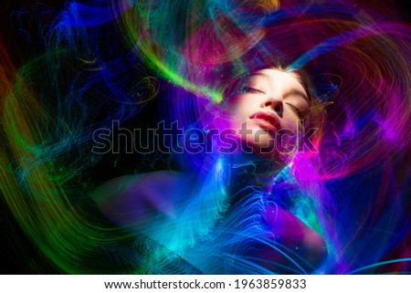 Similar – Image, Stock Photo Long exposure, male portrait