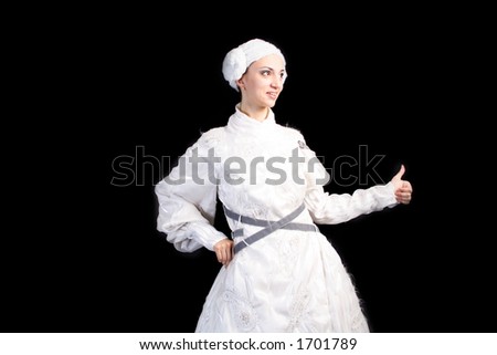 Portrait of a styled professional model. Theme: art, antiquity, theatre, ballet, performance.  Shot in studio. Isolated with clipping path.