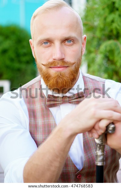 Portrait Stylish Blonde Man Red Beard Stock Photo Edit Now 474768583