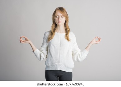 Portrait Stylish Calm Girl On White Stock Photo 1897633945 