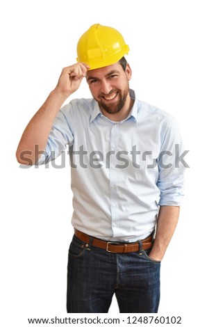 portrait of a successful engineer in mechanical engineering in industry on white background