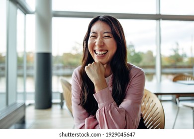 Portrait Of Successful Female Professional. Smiling Businesswoman In Office Looking At Camera.