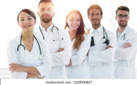 Portrait Of A Successful Group Of Doctors Interns.