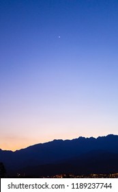 Portrait Sunset Looking At The Farallones (Mountains) With A Star In Cali, Colombia. (South America)