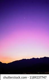 Portrait Sunset Looking At The Farallones (Mountains) With A Star In Cali, Colombia. (South America)