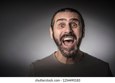 Man Manicured Mustache Long Hair Screams Stock Photo (Edit Now) 1932508037