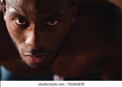 Portrait of a sweaty and muscular man breathing hard on the hard work just finished. Concept of: breathing, workout, gym and workout and fatigue. - Shutterstock ID 732341878