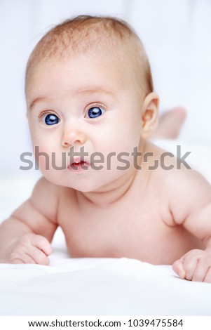 Similar – Image, Stock Photo Portrait of a three month old baby