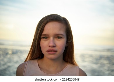 Portrait of a teen girl looking sad and troubled