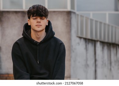 Portrait Of Teenager With Closed Eyes Relaxed