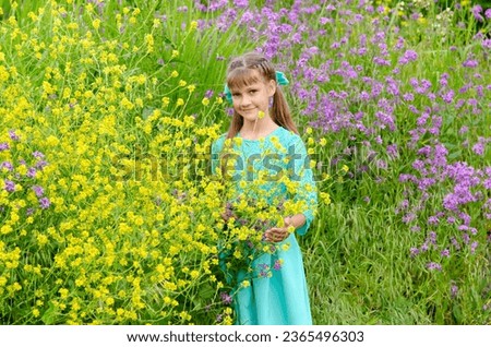 Portrait of a ten year old girl in wildflowers a
