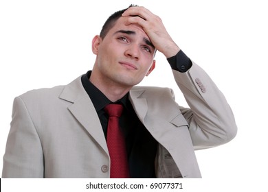 Portrait Tensed Young Business Man Hand Stock Photo 69077371 | Shutterstock